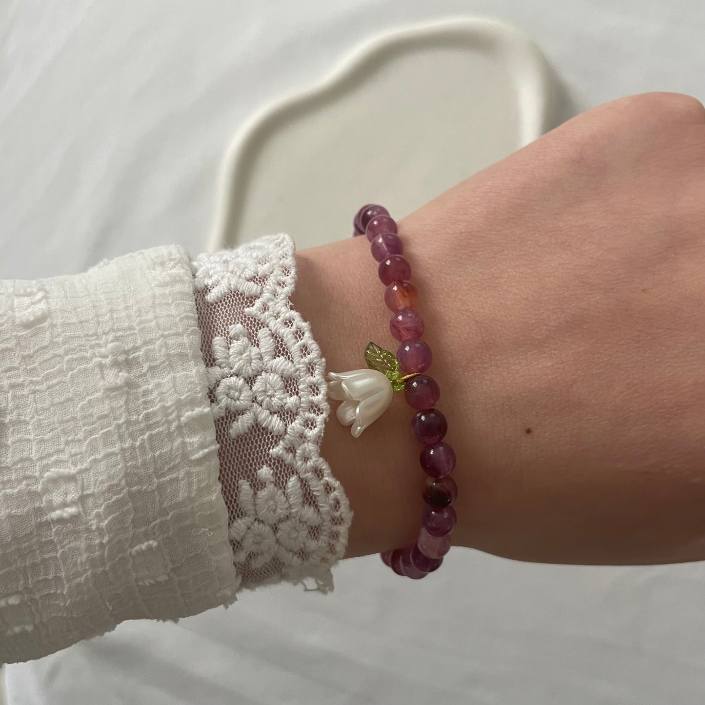 Tasbih bracelet en acrylique - prune