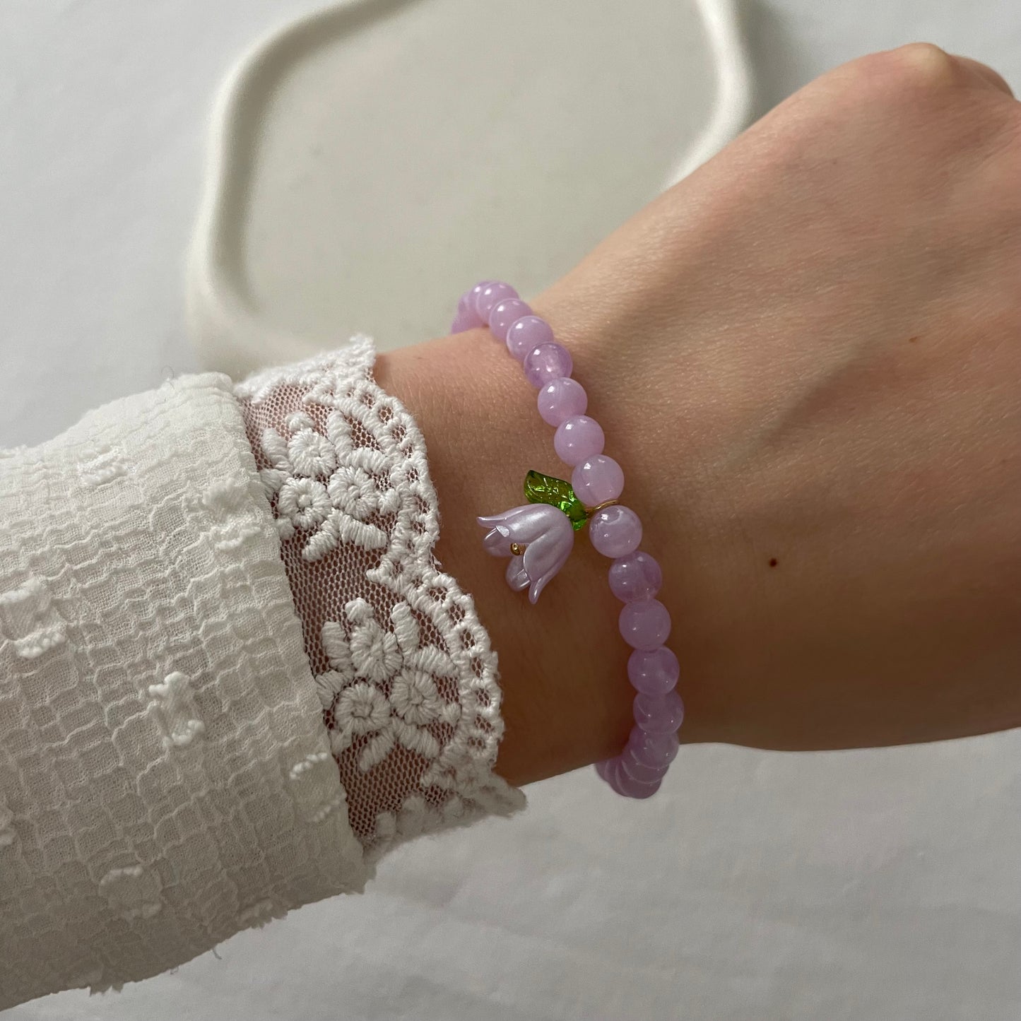 Tasbih bracelet en acrylique - Lilas