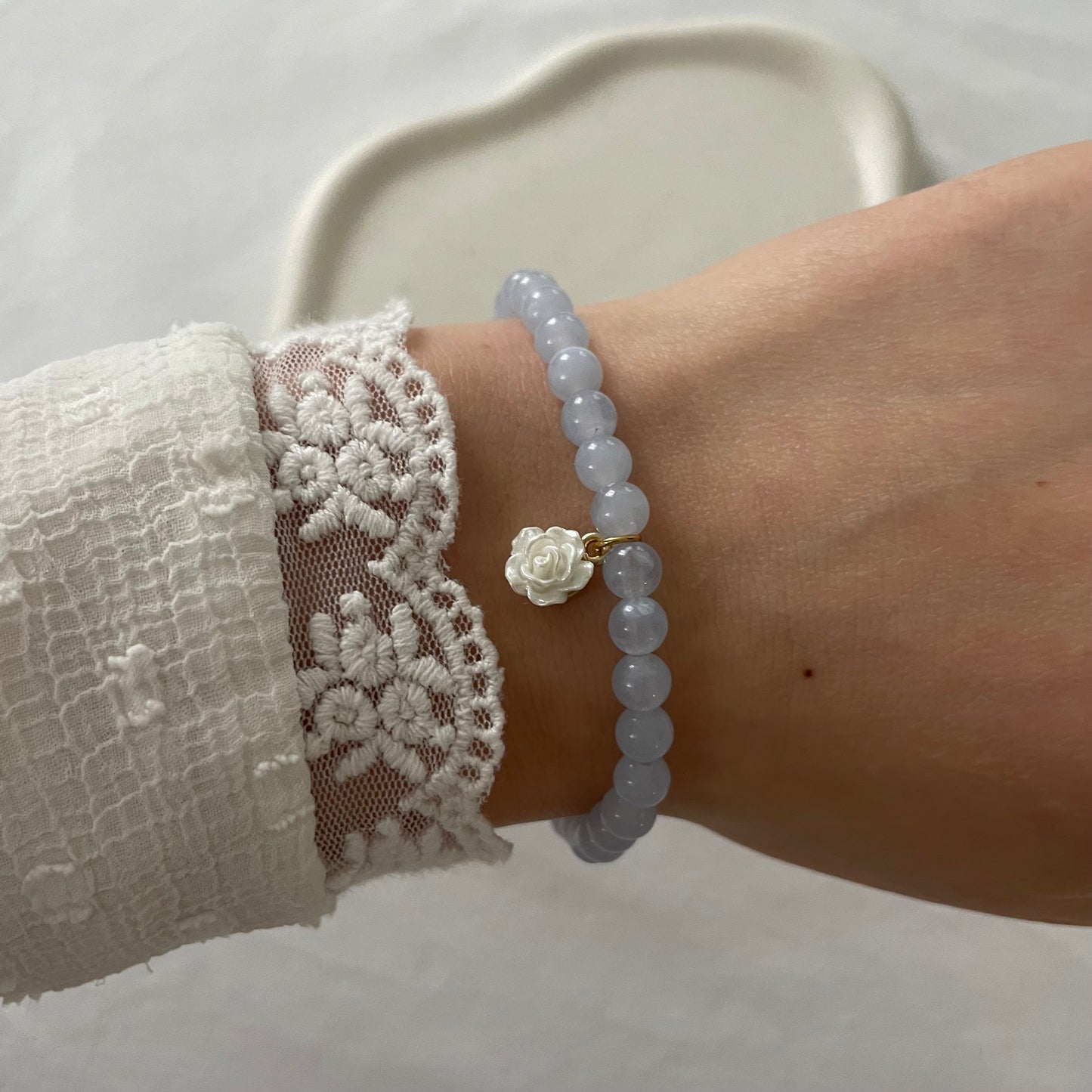 Tasbih bracelet en acrylique - bleu azur