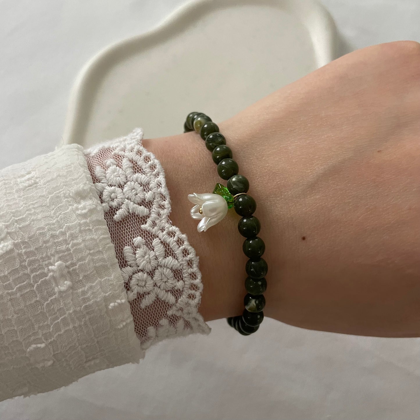 Bracelet tasbih en acrylique - olive