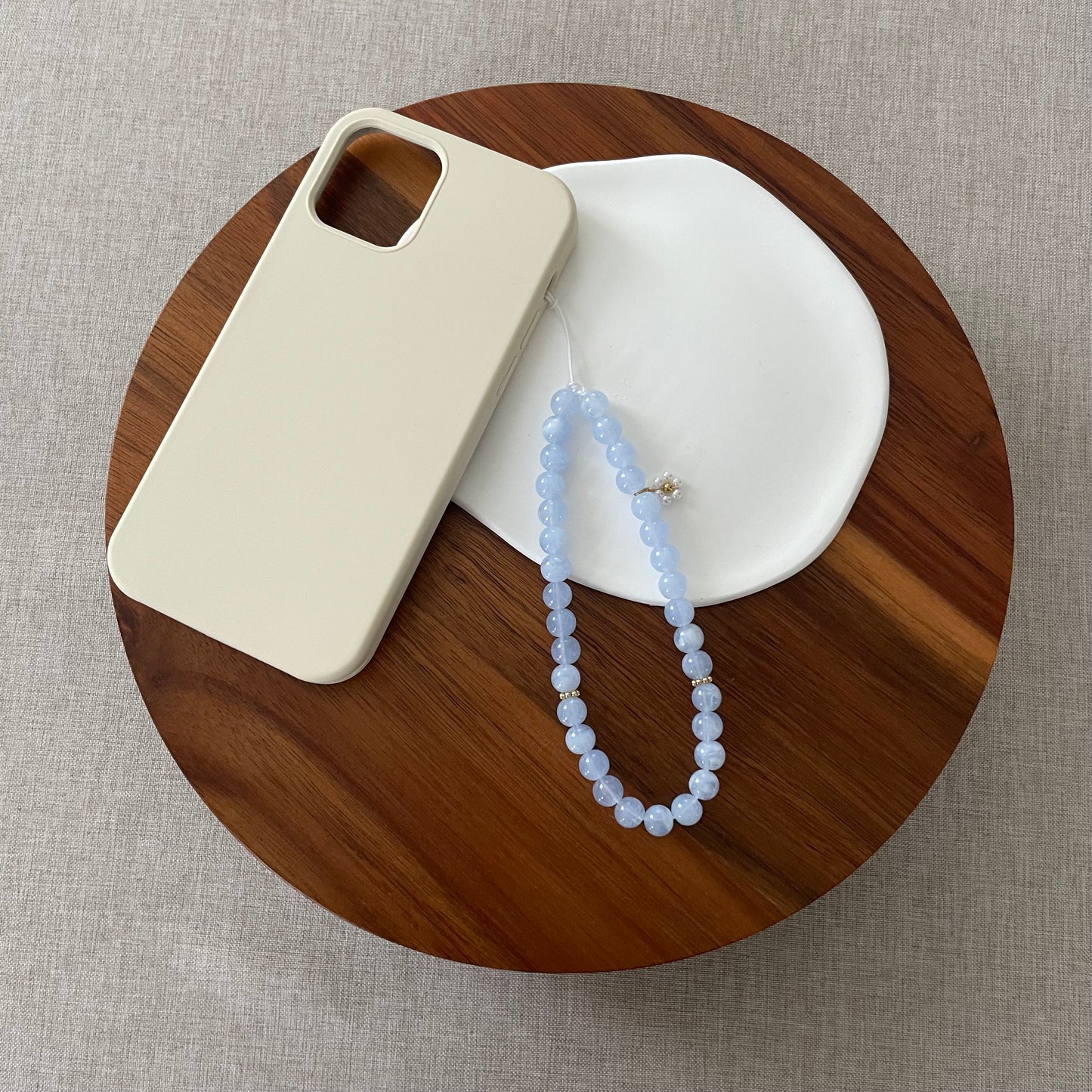 Tasbih phone cord 33 perles - bleu azur