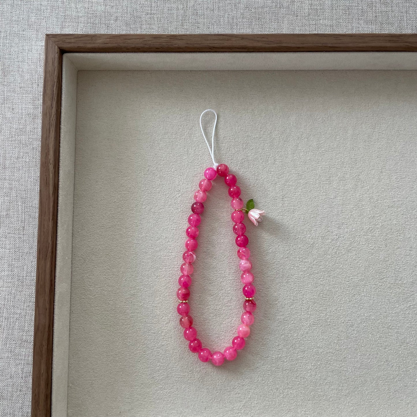 Tasbih phone cord 33 perles - framboise