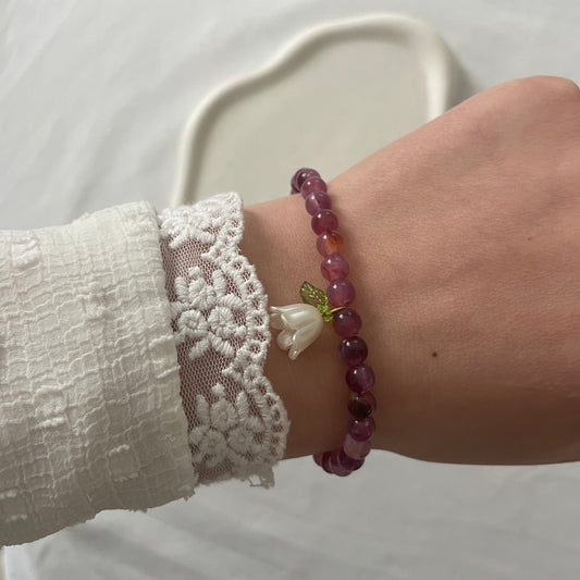 Tasbih bracelet en acrylique - prune
