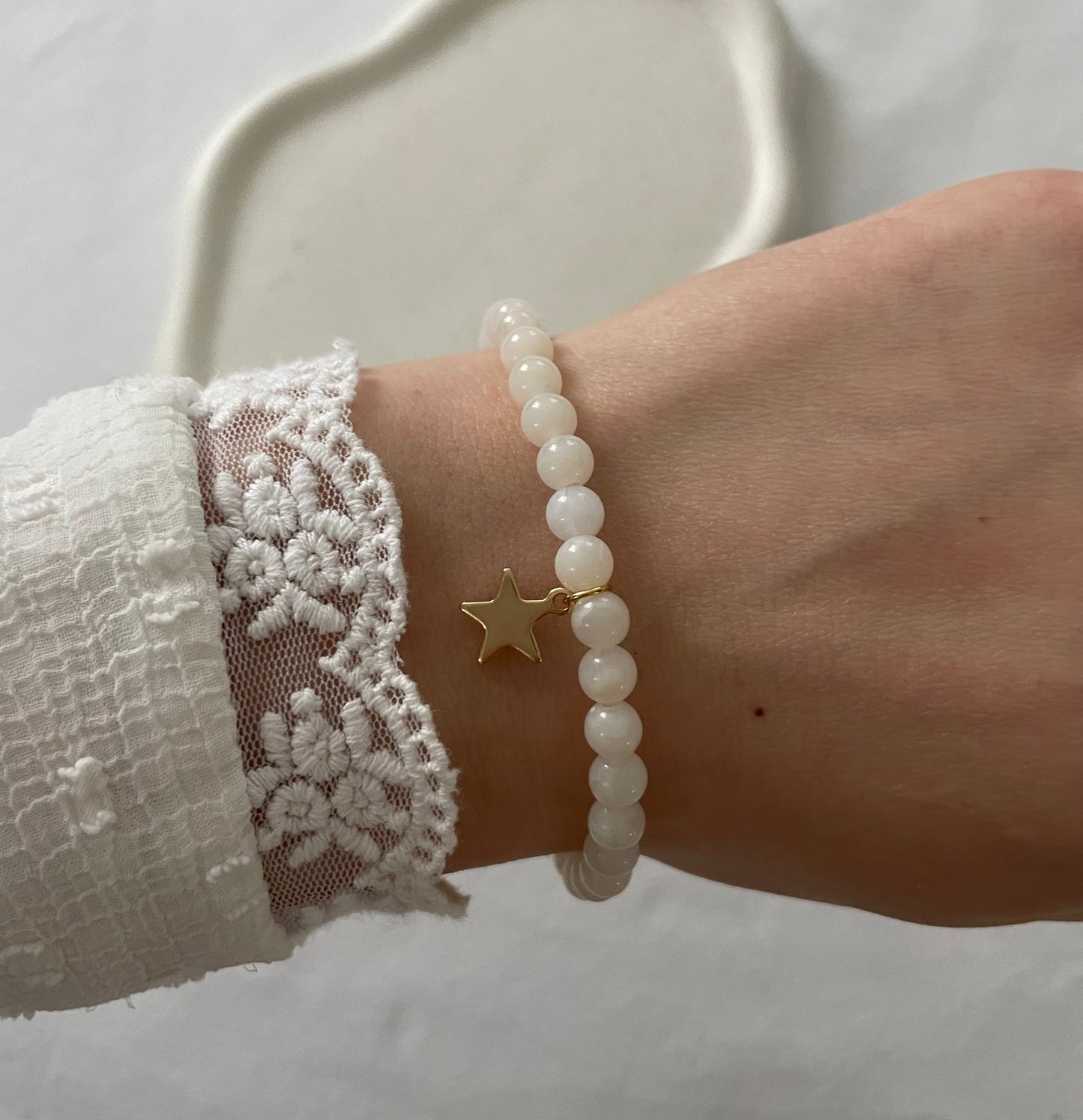 Tasbih bracelet en acrylique - ivoire
