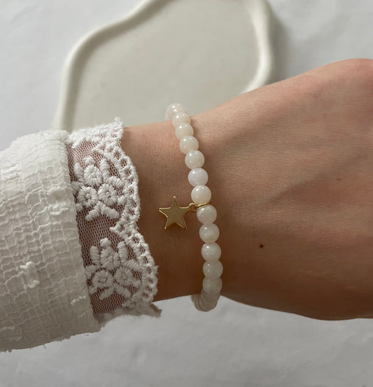 Tasbih bracelet en acrylique - ivoire