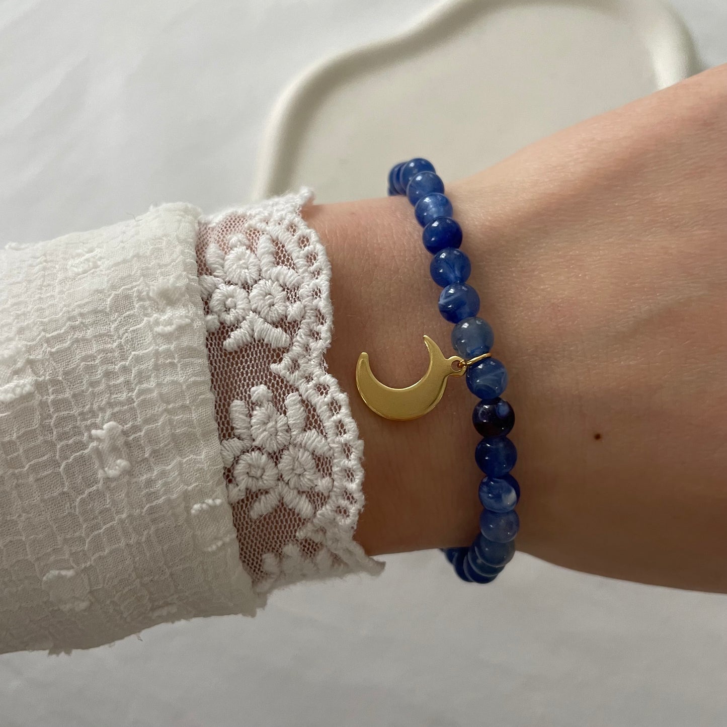 Tasbih bracelet en acrylique - bleu océan