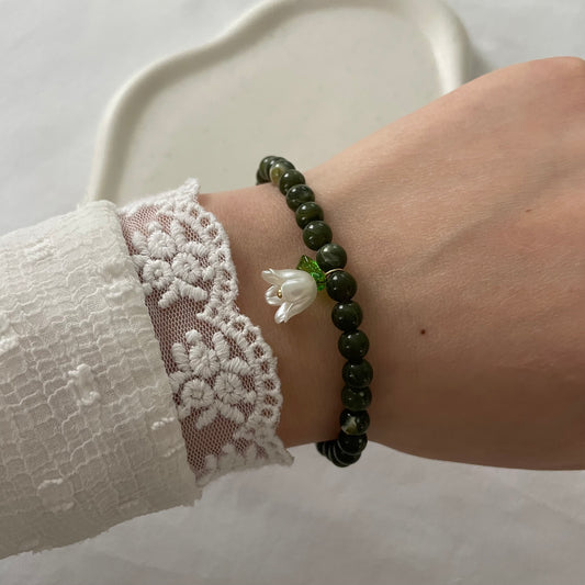 Bracelet tasbih en acrylique - olive