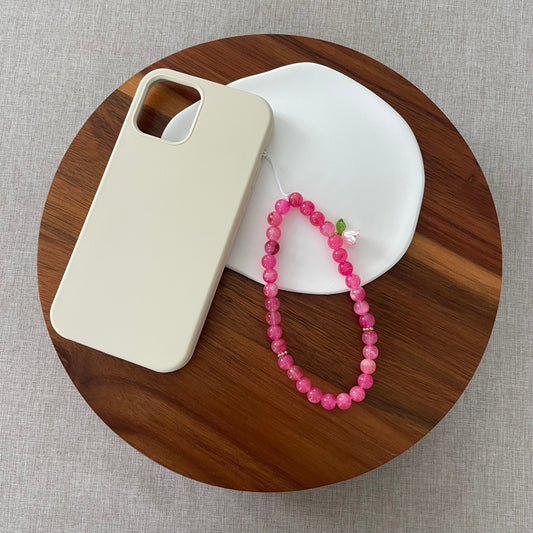 Tasbih phone cord 33 perles - framboise